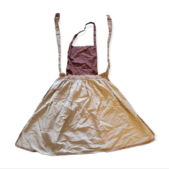 Handmade Vintage Brown & Tan Heart Apron Cottagecore - Picture 3 of 4